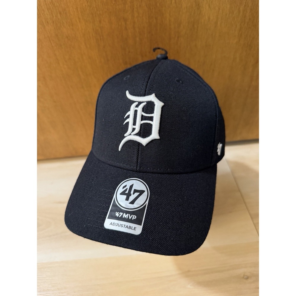 47 Brand Unisex Adult Black Detroit Tigers MVP Cap, OSFA Hat New